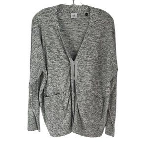 CAbi Marble Grey V-Neck Long Sleeve Button Snap Cardigan Sweater Large L